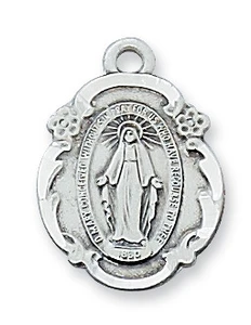 Sterling Silver Miraculous with 18" Chain