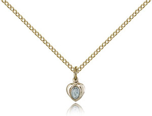 Two-Tone SS/GP Miraculous Pendant, Gold Filled Lite Curb Chain, 1/4" x 1/8" Two-Tone SS/GP Miraculous Pendant, Gold Filled Lite Curb Chain, 1/4" x 1/8"
