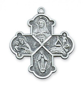 Four-Way Sterling Silver Catholic Saint Medal Four-Way Sterling Silver Catholic Saint Medal