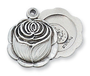 Sterling Silver Miraculous Rosebud Medal LM47