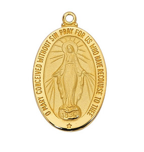 18KT Gold on Sterling Silver Miraculous Medal J461MI 18KT Gold on Sterling Silver Miraculous Medal J461MI