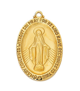 18KT Gold on Sterling Silver Miraculous Medal J336MI