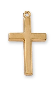 18KT Gold Plated Stering Cross Pendant 3/4 inch J7001