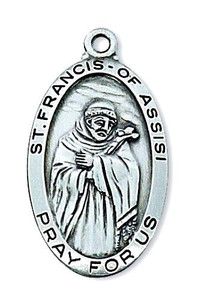 2.7cm Sterling Silver Medal of Saint Francis of Assisi, Patron of Animals L550 2.7cm Sterling Silver Medal of Saint Francis of Assisi, Patron of Animals L550