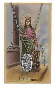 St. Catherine of Alexandria Prayer Card with Pendant St. Catherine of Alexandria Prayer Card with Pendant