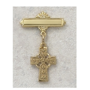 18KT Gold on Sterling Silver Celtic Cross Baby Pin 434J 18KT Gold on Sterling Silver Celtic Cross Baby Pin 434J