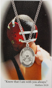 Boy's Wrestling Pendant and Prayer Card Set PSD675WR Boy's Wrestling Pendant and Prayer Card Set PSD675WR