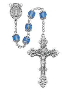 All Capped Blue Glass Bead Rosary 701S-BLF All Capped Blue Glass Bead Rosary 701S-BLF