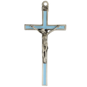 5inch Blue Enamel Silver Crucifix 73-36 5inch Blue Enamel Silver Crucifix 73-36