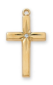 18 KT. Gold over Sterling Silver Cross J7004 18 KT. Gold over Sterling Silver Cross J7004