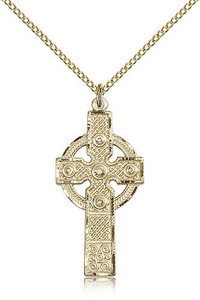 Gold Filled Kilklispeen Cross Pendant, Gold Filled Lite Curb Chain, 1 3/8" x 5/8" Gold Filled Kilklispeen Cross Pendant, Gold Filled Lite Curb Chain, 1 3/8" x 5/8"