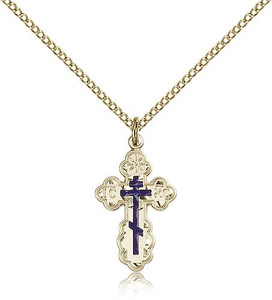 Gold Filled St. Olga Pendant, Gold Filled Lite Curb Chain, 7/8" x 1/2"