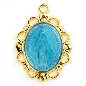 18KT Gold Enamel Miraculous Medal J576 18KT Gold Enamel Miraculous Medal J576