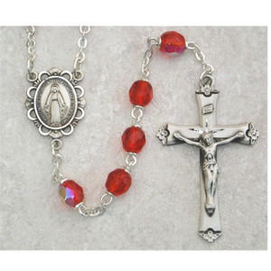 Ruby (July) Birthstone Sterling Silver Rosary 875L-RUF Ruby (July) Birthstone Sterling Silver Rosary 875L-RUF