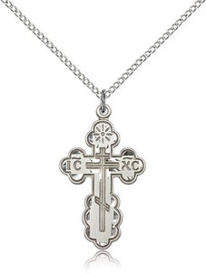 Sterling Silver St. Olga Pendant, Lite Curb Chain, 1 1/8" x 5/8"