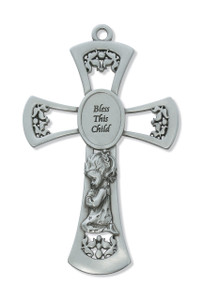 6" PEWTER BABY GIRL CROSS 73-13 6" PEWTER BABY GIRL CROSS 73-13