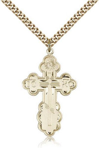 Gold Filled St. Olga Pendant, Stainless Gold Heavy Curb Chain, 1 3/8" x 7/8" Gold Filled St. Olga Pendant, Stainless Gold Heavy Curb Chain, 1 3/8" x 7/8"