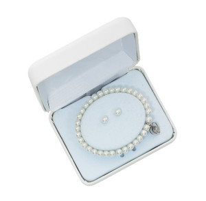 Pearls with Heart Miraculous Charm Bracelet and Earring Set PND6W Pearls with Heart Miraculous Charm Bracelet and Earring Set PND6W