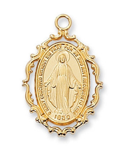 18KT. Gold Over Sterling Silver Miraculous Medal J621MI 18KT. Gold Over Sterling Silver Miraculous Medal J621MI