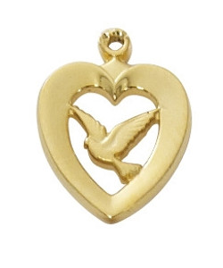GOLD OVER STERLING SILVER DOVE HEART J638 GOLD OVER STERLING SILVER DOVE HEART J638