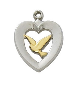 STERLING SILVER TUTONE HEART WITH DOVE L653 STERLING SILVER TUTONE HEART WITH DOVE L653