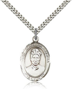 Sterling Silver St. Joseph Pendant, Stainless Silver Heavy Curb Chain, Large Size Catholic Medal, 1" x 3/4" Sterling Silver St. Joseph Pendant, Stainless Silver Heavy Curb Chain, Large Size Catholic Medal, 1" x 3/4"