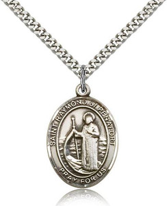 Sterling Silver St. Raymond of Penafort Pendant, Heavy Curb Chain, Large Size Catholic Medal, 1" x 3/4" Sterling Silver St. Raymond of Penafort Pendant, Heavy Curb Chain, Large Size Catholic Medal, 1" x 3/4"