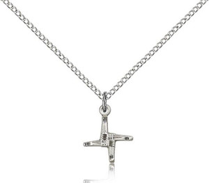 Sterling Silver St. Brigid Pendant, Lite Curb Chain, 1/2" x 3/8"