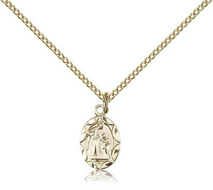 Gold Filled St. Ann Pendant, Gold Filled Lite Curb Chain, 1/2" x 1/4" Gold Filled St. Ann Pendant, Gold Filled Lite Curb Chain, 1/2" x 1/4"