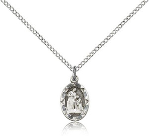 Sterling Silver St. Ann Pendant, Lite Curb Chain, 1/2" x 1/4" Sterling Silver St. Ann Pendant, Lite Curb Chain, 1/2" x 1/4"