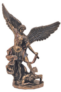 St. Michael Statue lightly hand-painted cold cast bronze 8inch