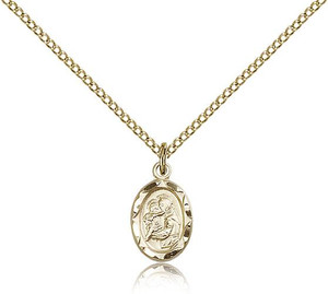 Gold Filled St. Anthony Pendant, Gold Filled Lite Curb Chain, 1/2" x 1/4" Gold Filled St. Anthony Pendant, Gold Filled Lite Curb Chain, 1/2" x 1/4"