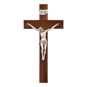 12" Walnut Finish Crucifix, 6" Pewter Corpus 5095-K 12" Walnut Finish Crucifix, 6" Pewter Corpus 5095-K