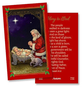 Adoring Santa Christmas Holy Card MC537 Adoring Santa Christmas Holy Card MC537