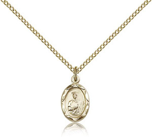 Gold Filled St. Jude Pendant, Gold Filled Lite Curb Chain, 1/2" x 1/4" Gold Filled St. Jude Pendant, Gold Filled Lite Curb Chain, 1/2" x 1/4"