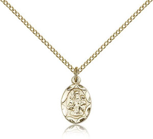 Gold Filled St. Joseph Pendant, Gold Filled Lite Curb Chain, 1/2" x 1/4" Gold Filled St. Joseph Pendant, Gold Filled Lite Curb Chain, 1/2" x 1/4"