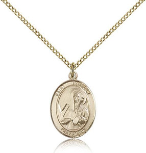 Gold Filled St. Andrew the Apostle Pendant, Gold Filled Lite Curb Chain, Medium Size Catholic Medal, 3/4" x 1/2" Gold Filled St. Andrew the Apostle Pendant, Gold Filled Lite Curb Chain, Medium Size Catholic Medal, 3/4" x 1/2"