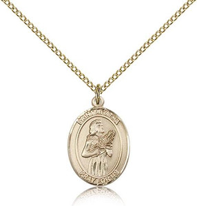 Gold Filled St. Agatha Pendant, Gold Filled Lite Curb Chain, Medium Size Catholic Medal, 3/4" x 1/2" Gold Filled St. Agatha Pendant, Gold Filled Lite Curb Chain, Medium Size Catholic Medal, 3/4" x 1/2"