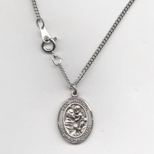 San Antonio- Medalla Mediana de Plata Esterlina, 3/4" Forma Oval San Antonio- Medalla Mediana de Plata Esterlina, 3/4" Forma Oval
