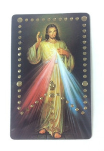 Divine Mercy Mysteries of The Rosary Holy Card PVC GOLD68