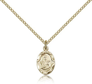 Gold Filled St. Theresa Pendant, Gold Filled Lite Curb Chain, 1/2" x 1/4" Gold Filled St. Theresa Pendant, Gold Filled Lite Curb Chain, 1/2" x 1/4"