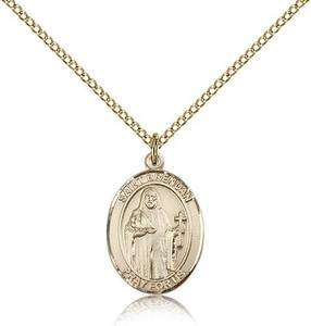Gold Filled St. Brendan the Navigator Pendant, Gold Filled Lite Curb Chain, Medium Size Catholic Medal, 3/4" x 1/2" Gold Filled St. Brendan the Navigator Pendant, Gold Filled Lite Curb Chain, Medium Size Catholic Medal, 3/4" x 1/2"