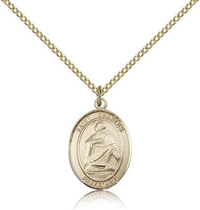 Gold Filled St. Charles Borromeo Pendant, Gold Filled Lite Curb Chain, Medium Size Catholic Medal, 3/4" x 1/2" Gold Filled St. Charles Borromeo Pendant, Gold Filled Lite Curb Chain, Medium Size Catholic Medal, 3/4" x 1/2"