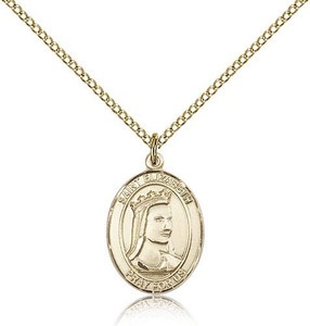 Gold Filled St. Elizabeth of Hungary Pendant, Gold Filled Lite Curb Chain, Medium Size Catholic Medal, 3/4" x 1/2" Gold Filled St. Elizabeth of Hungary Pendant, Gold Filled Lite Curb Chain, Medium Size Catholic Medal, 3/4" x 1/2"