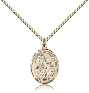Gold Filled St. Gabriel the Archangel Pendant, Gold Filled Lite Curb Chain, Medium Size Catholic Medal, 3/4" x 1/2" Gold Filled St. Gabriel the Archangel Pendant, Gold Filled Lite Curb Chain, Medium Size Catholic Medal, 3/4" x 1/2"