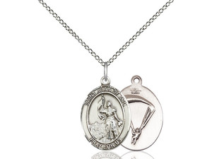 Gold Filled St. Joan Of Arc / Nat'L Guard Pendant, GF Lite Curb Chain, Medium Size Catholic Medal, 3/4" x 1/2" Gold Filled St. Joan Of Arc / Nat'L Guard Pendant, GF Lite Curb Chain, Medium Size Catholic Medal, 3/4" x 1/2"