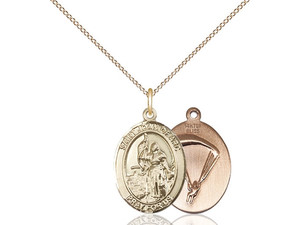 Gold Filled St. Joan Of Arc / Paratrooper Pendant, GF Lite Curb Chain, Medium Size Catholic Medal, 3/4" x 1/2" Gold Filled St. Joan Of Arc / Paratrooper Pendant, GF Lite Curb Chain, Medium Size Catholic Medal, 3/4" x 1/2"