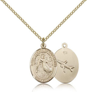 Gold Filled St. Joseph of Cupertino Pendant, Gold Filled Lite Curb Chain, Medium Size Catholic Medal, 3/4" x 1/2" Gold Filled St. Joseph of Cupertino Pendant, Gold Filled Lite Curb Chain, Medium Size Catholic Medal, 3/4" x 1/2"