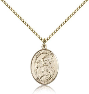 Gold Filled St. Joseph Pendant, Gold Filled Lite Curb Chain, Medium Size Catholic Medal, 3/4" x 1/2" Gold Filled St. Joseph Pendant, Gold Filled Lite Curb Chain, Medium Size Catholic Medal, 3/4" x 1/2"