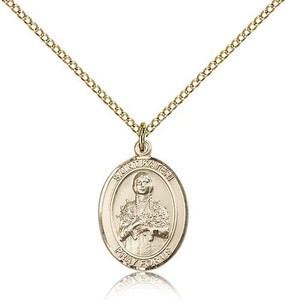 Gold Filled St. Kateri Pendant, Gold Filled Lite Curb Chain, Medium Size Catholic Medal, 3/4" x 1/2" Gold Filled St. Kateri Pendant, Gold Filled Lite Curb Chain, Medium Size Catholic Medal, 3/4" x 1/2"